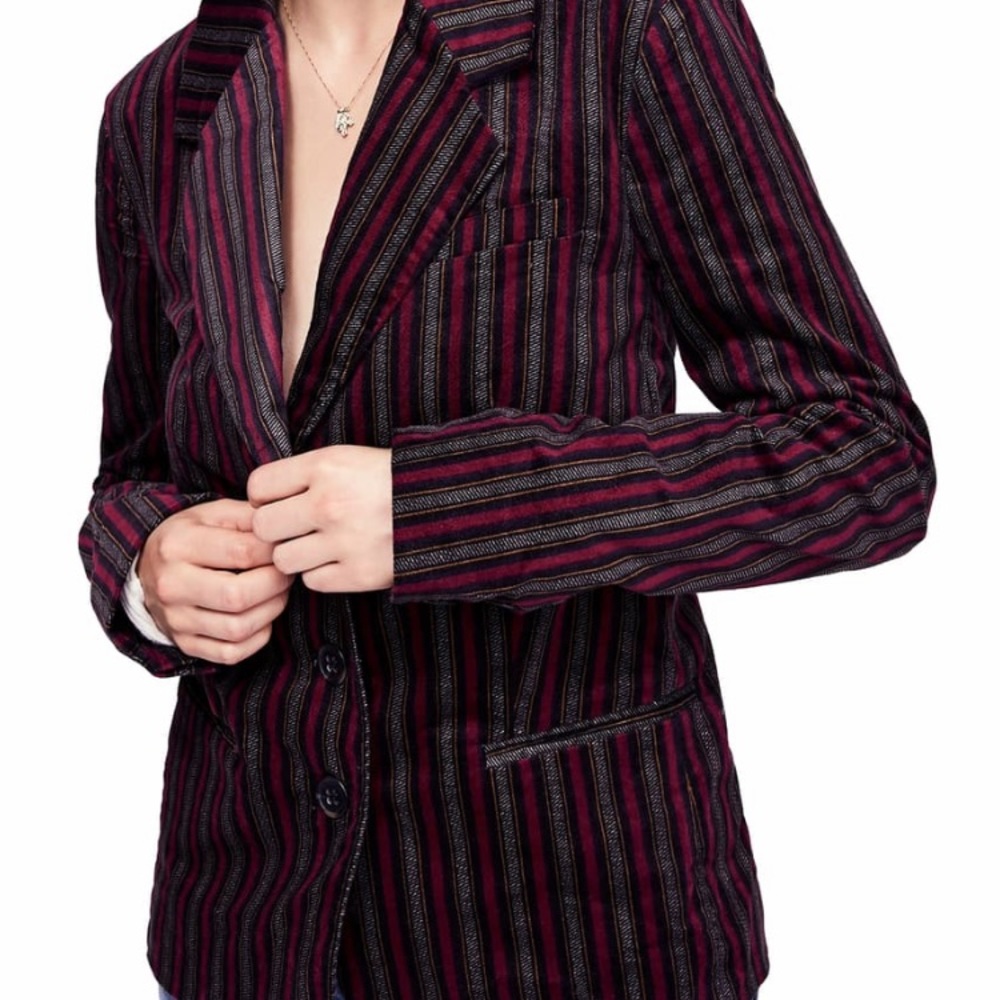 Free People B-Line Blazer/ Red combo